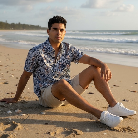 Nautica Men’s XL Classic Fit Stretch Pineapple Shirt Resort Cruise Vacation - Picture 6 of 13